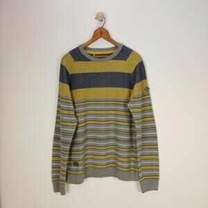 Point Zero Black Label Striped Sweater Men Medium Cotton Crewneck